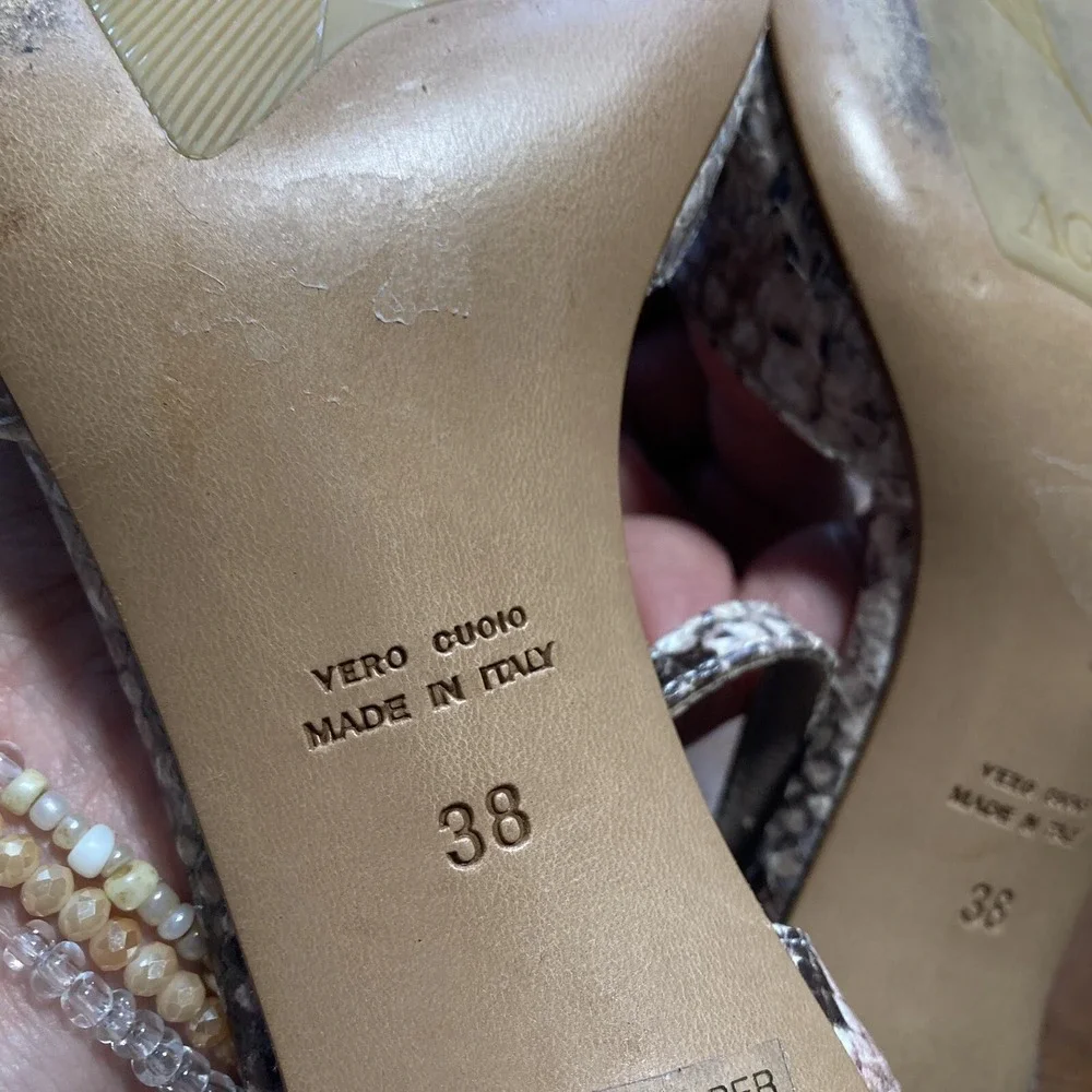 VTG AGL Attilio Giusti Leombruni Embossed Python Snakeskin Heel Women 7 38 Italy